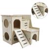 Wooden Hamster House Toy Bite Resistant Hamster Hideout House for Hamster Accessories Skipping Villa, 16x16x5cm