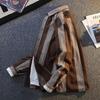 Men Thin Striped Long Sleeve Shirt New Loose Spring Autumn Color Block Casual Outerwear Trendy Commute Fashion Top