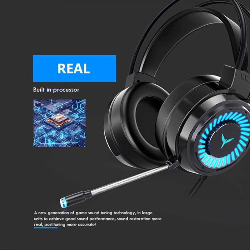 2020 Gaming Headsets Gamer Headphones 7.1 Surround Sound Stereo Wired Earphones USB Microphone Breathing Light PC Laptop Game Headset