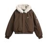 Unisex Short Winter Cotton Jacket with Thick Fur Collar Hood