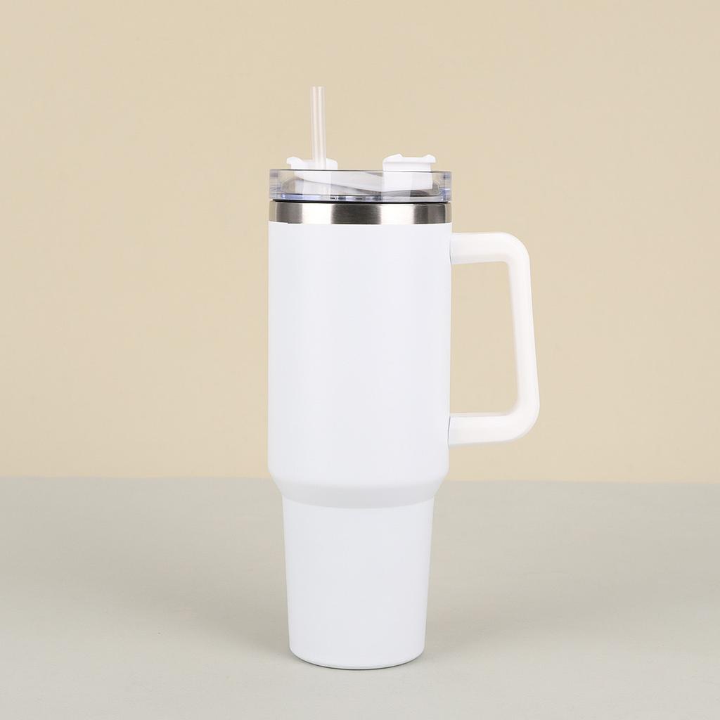 Large Capacity Oz Handle Cup Double-layer Bingba Cup Straw Thermos Cup Stainless Steel Car Cup