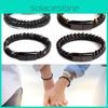 Fashionable Men's Bracelet With Volcanic Stone Beads And Durable Faux Leather