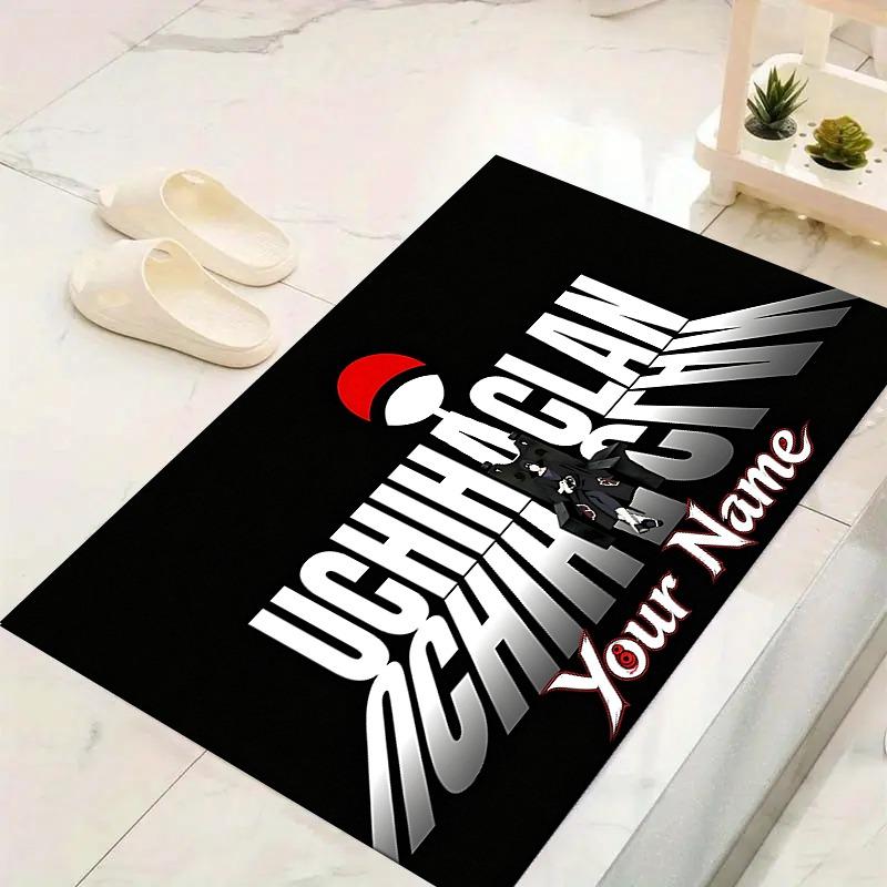 Custom 1Pc Uchiha Clan Logo Flannel Personalized Rug Non Slip Floor Mat Soft Carpet for Living Bedroom Office Home Decor Gift