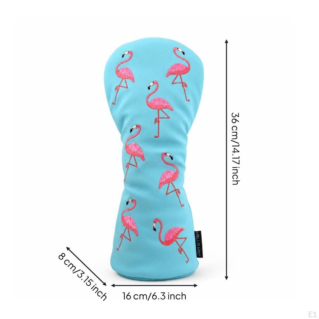 Golf Headcover with Flamingo Embroidery Waterproof Club Head Cover Embroidered for Golfers