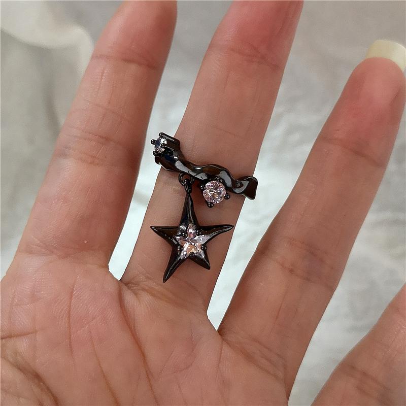 Kpop Goth Punk Vintage Aesthetic Geometric Irregular Star Silver Color Ring For Women Egirl Grunge Y2K EMO Jewelry Accessories