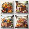 Cesta de Frutas Elementos de Piquenique Capa de Almofada com Impressão Digital Pelúcia Curta Adequada para Salas de Estar Quartos Sofás Capa de Almofada Decorativa