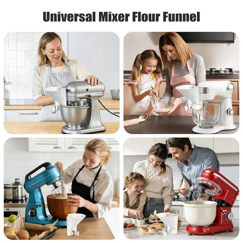 SHGO-Flour Funnel For Kitchenaid Stand Mixer- Wide Mouth Pouring Chute Attachment Fit For Glass, Stainless Steel Bowls