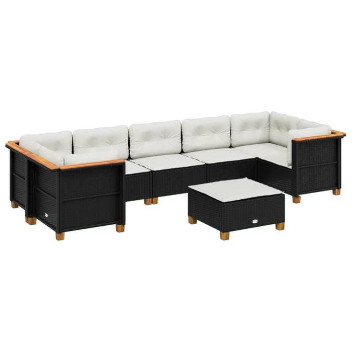 VidaXL Garden Lounge Set 8 Pcs with Cushions Black Braided Resin 3261761