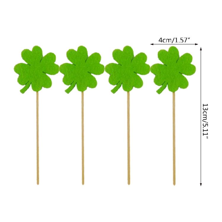 Saint Patrick's Day Clover Shape Green Cake Card Insertion Cake Decoration DIY