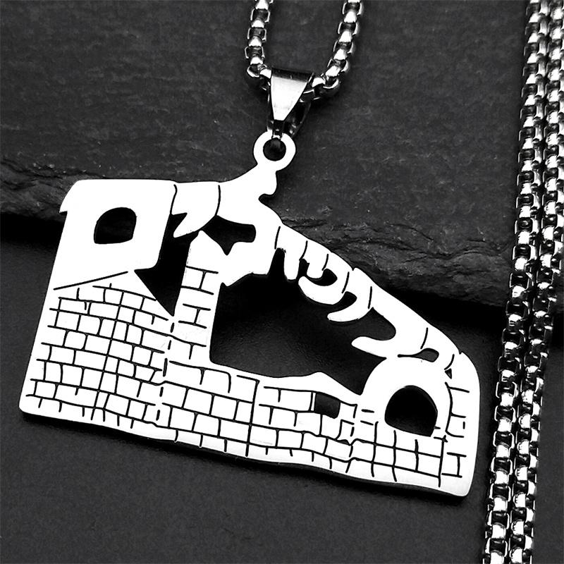 Judaism Jerusalem Old City Je Necklaces for Women Men Stainless Steel Gold Color Temple of God Hebrew Amulet Jewelry Gift