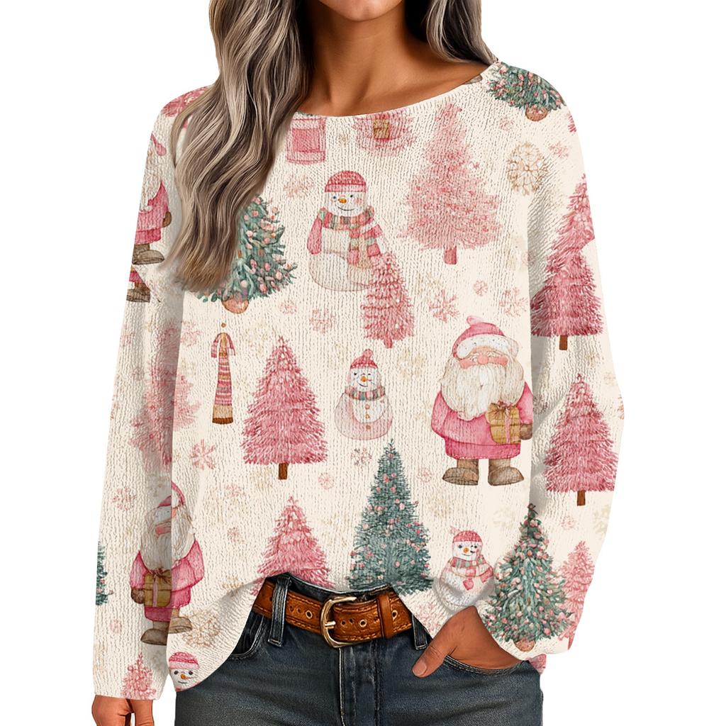 Womens  Fall Sweaters Long Sleeve Print Tops Pullover Sweaters Loose Dressy Casual Basic Clothes