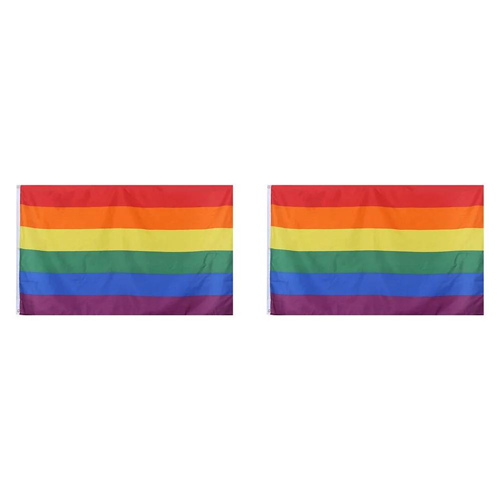 90X150cm LGBT Pride Rainbow Flags Banners Vivid Color Rainbow LGBT Decorative Garden Flag Double Stitched for Home/Outdoor Decor