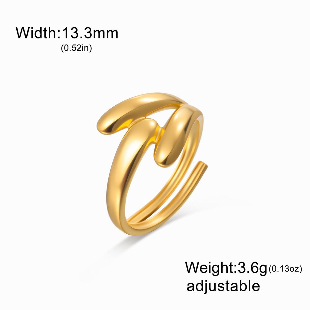 Cazador Stainless Steel Geometric Open Ring Waterproof Double Layers Fashion Finger Rings for Women Party Jewelry Gift Wholesale