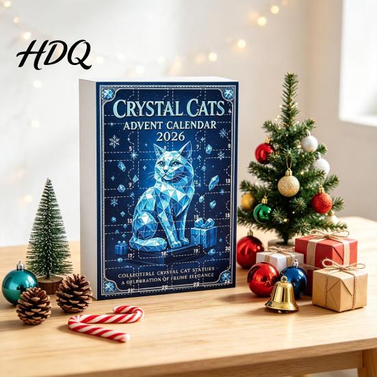 Holiday Countdown Gift for Cat Lovers 2026 Christmas Advent Calendar Blind Box Include 24 Crystal Ornaments Acrylic Hanging Decorations Tree