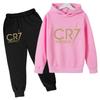 Kids Fashion CR7 Hoodie Boy Girl Toddler Pullover 3-12 Years Football Letters Clothing Casual Top+Pants 2P Brand Coat Sports Set