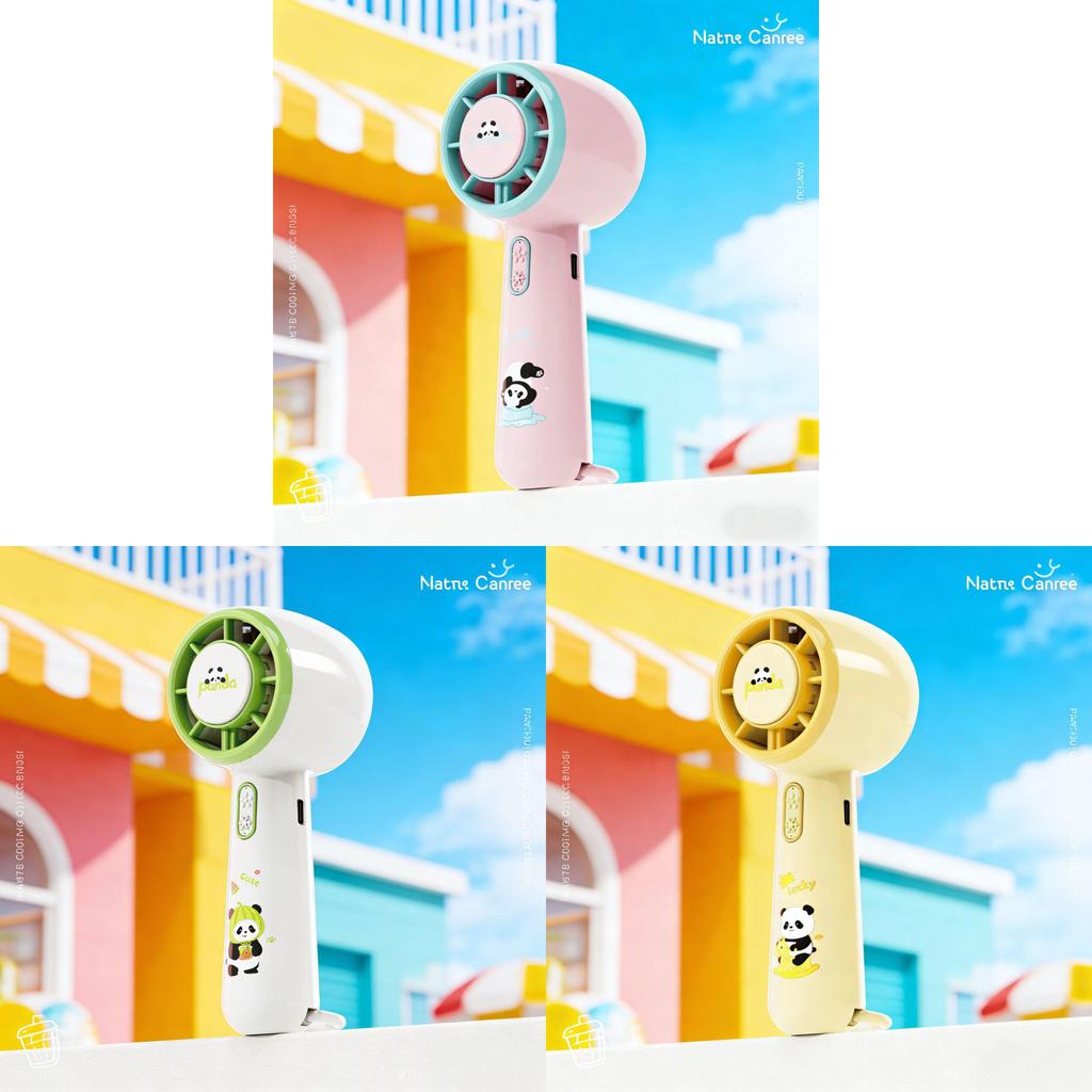Panda Handheld Fan With Usb Rechargeable Battery For Kids And Students