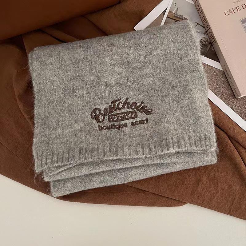 Scarf women's winter versatile warm couple student neck protection imitation cashmere knitted wool girls scarf senior sense men