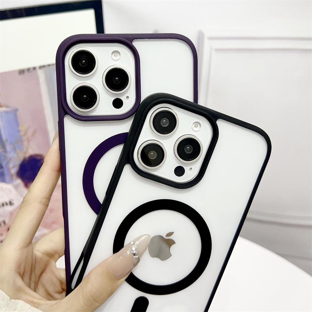For iPhone 16 15 14 13 12 11 Pro X XS XR Max 7 8 Plus Mini Luxury Magsafe Transparent Case Magnetic Wireless Charge Phone Cover