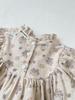 Spring Baby Girl Retro Court Princess Floral Dress with Flower Bud Collar.