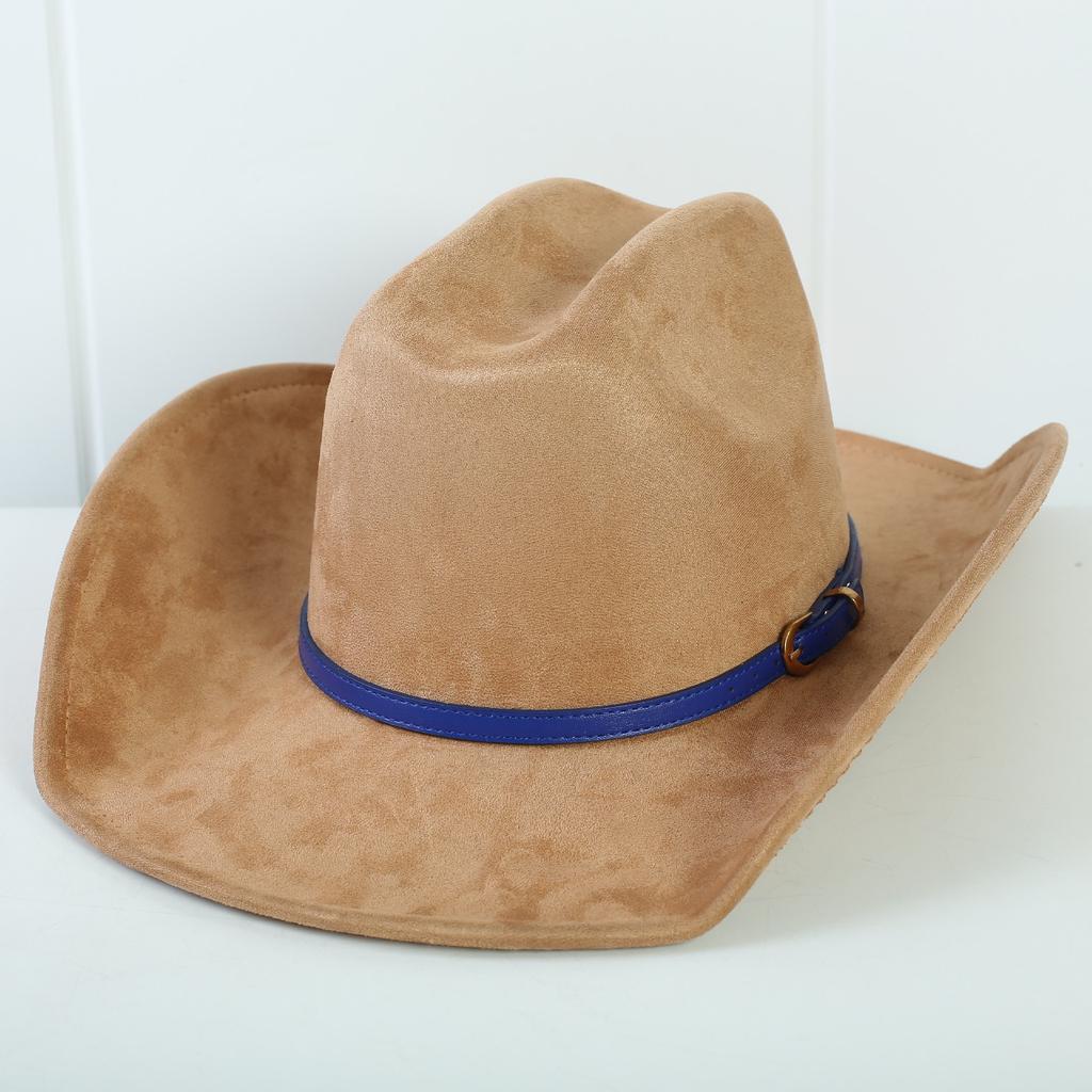Popolare cappello western da cowboy in camoscio stile europeo e americano per uomo e donna, semplice e alla moda, a tesa larga, cappello jazz