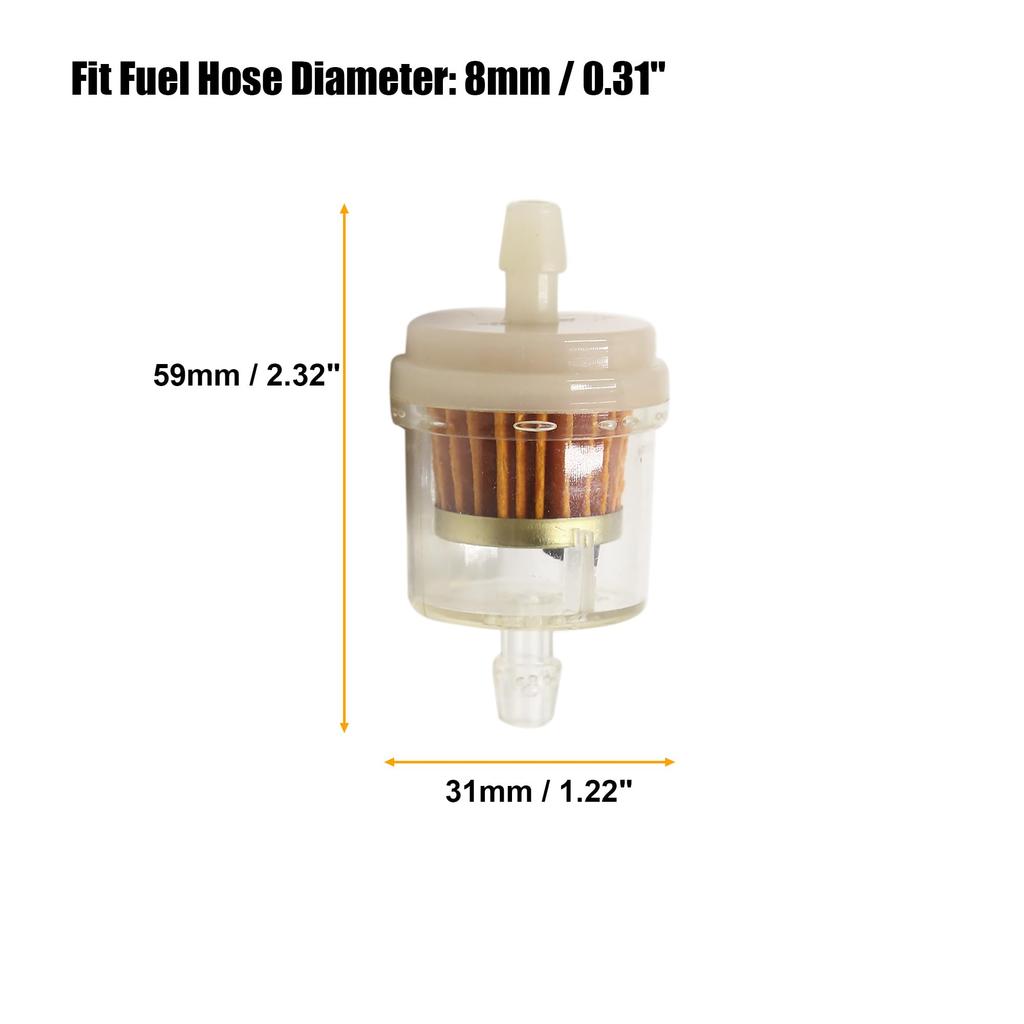 uxcell Motorrad Kraftstofffilter Inline Benzinfilter Schlauchdurchmesser 8mm Goldton Klar 2er-Pack