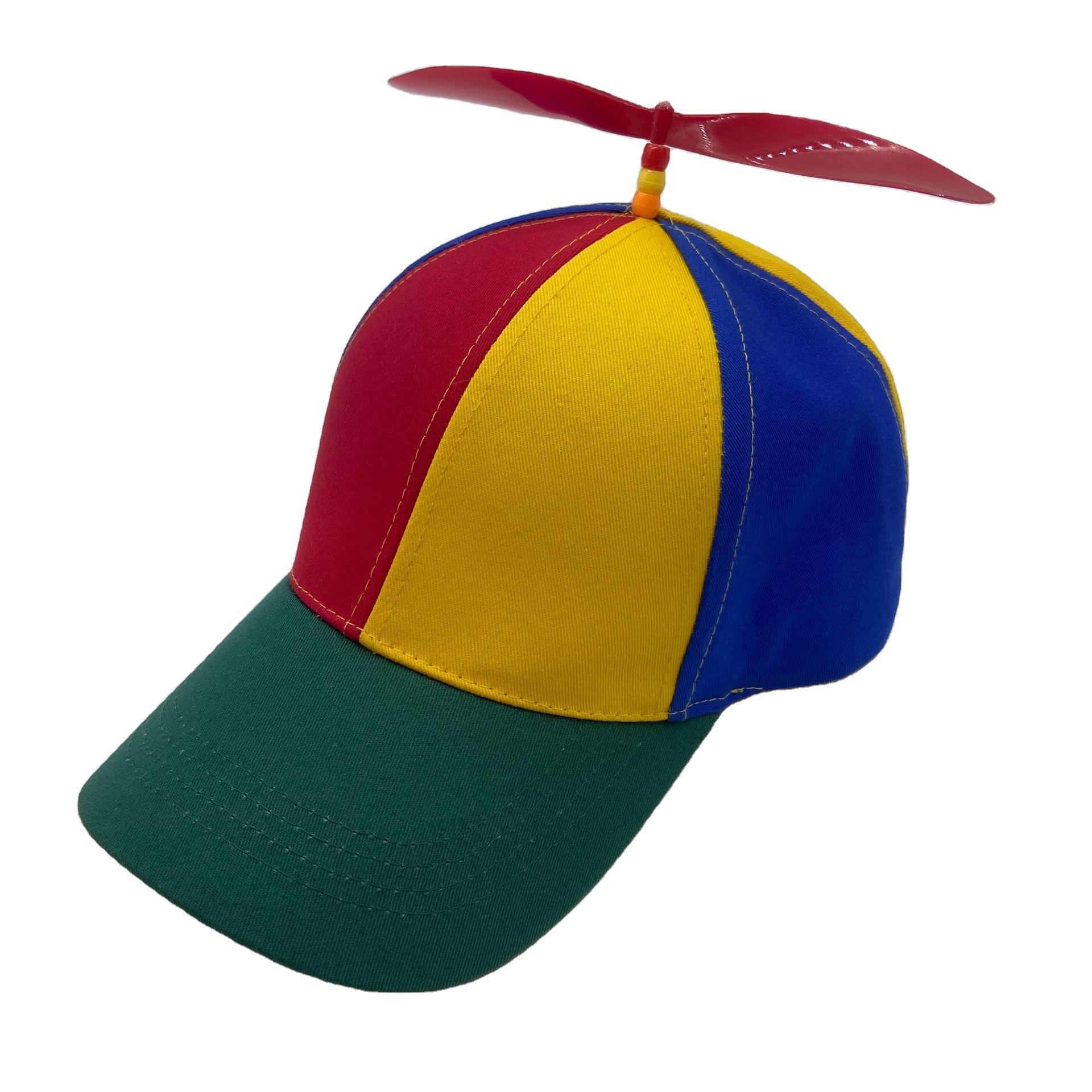 

New adult bamboo dragonfly hat, Korean-style colorful propeller baseball cap, color-blocked windmill duckbill cap Free size