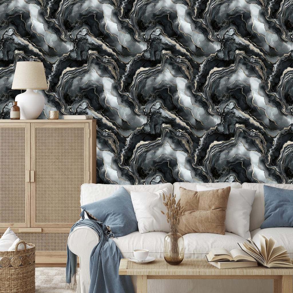 Graphite and gray ink wallpaper for living room and bedroom 50x1000