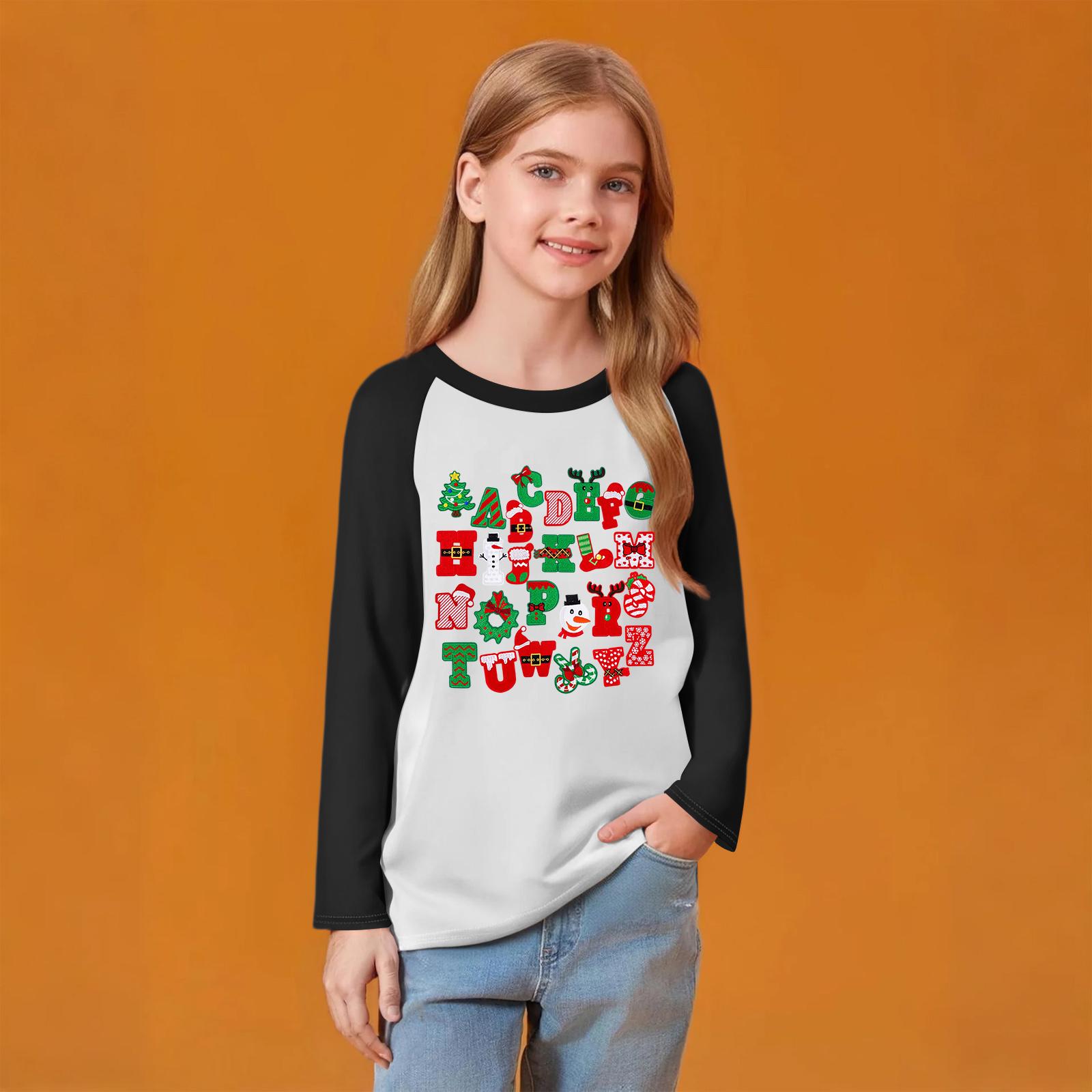 

Детский модный удобный пуловер с рождественским принтом на шее, топ с длинным рукавом 120