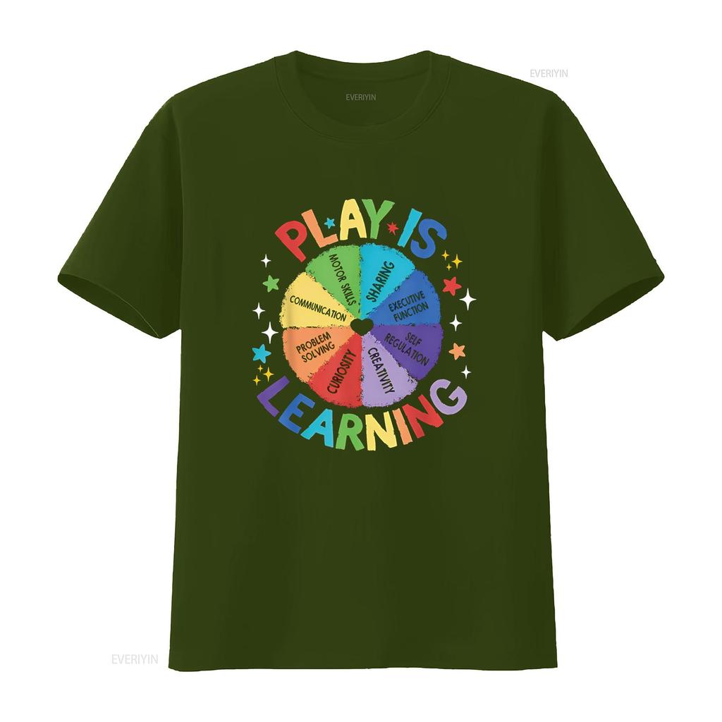 Play is Learning Teachers Preschool Kindergartner T Shirt vintage Washed homme graphic Comfortable fashion Unisex Stylish