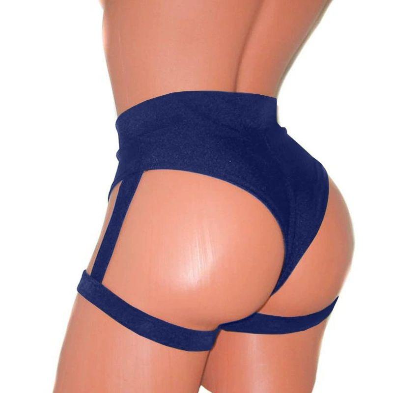 

European and American New Women Sexy Hollow Buttock Lifting Shorts Blue S