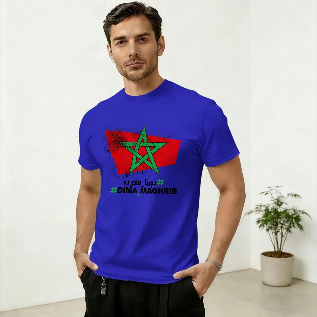 Unisex Kingdom of Morocco Flag Logo Art T Shirt Pure Cotton Clothing Amazing Short Sleeve Round Collar Tee Shirt Plus Size TShirt