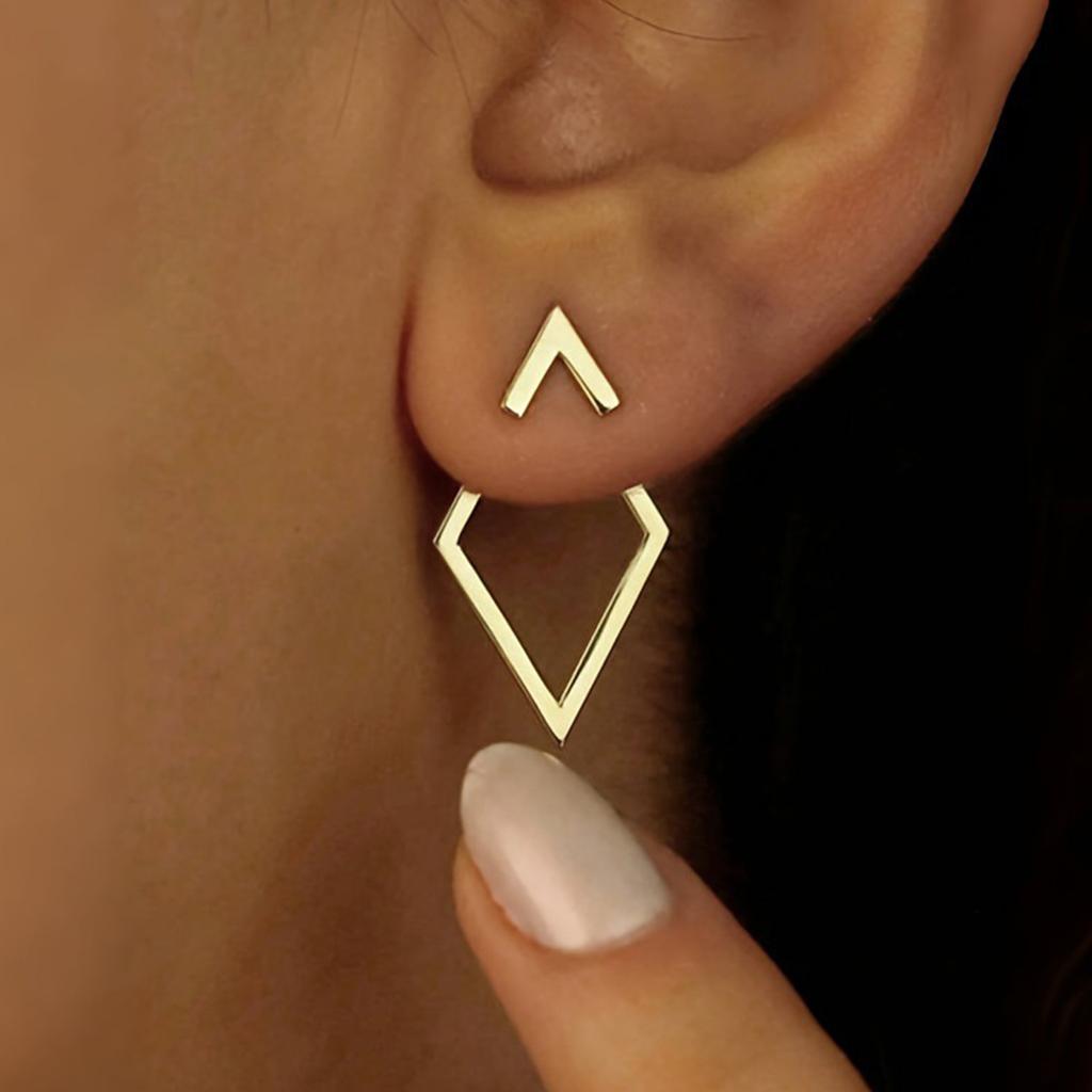 Minimalist Diamond Stud Earrings High Quality Copper Diamond Earrings with Double Layer Design for Gatherings