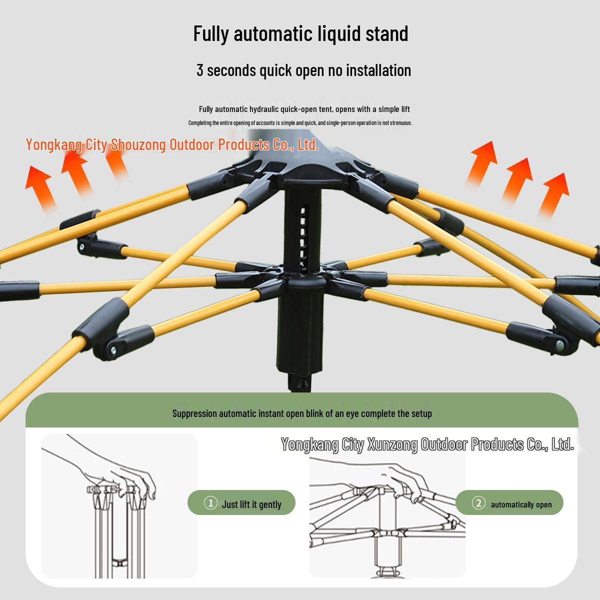 

Полностью автоматическая палатка с фибергласовым каркасом для кемпинга на открытом воздухе 9.5-2320 Large Square