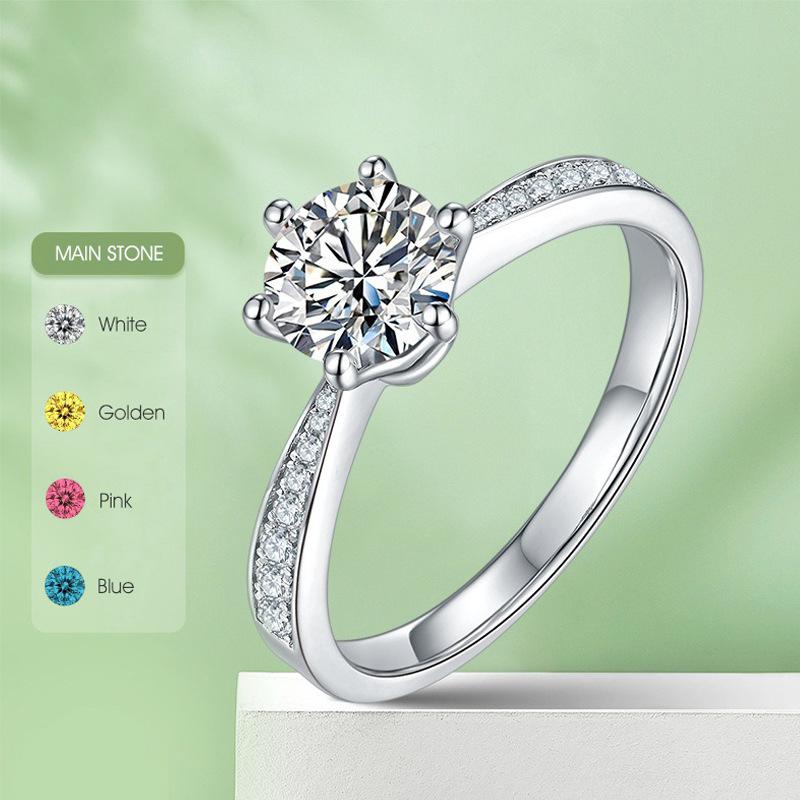 Mozambican Ring Women S S925 Sterling Silver Inlaid With 1 Carat Moissanite Ring High Quality Wedding Band no. 11