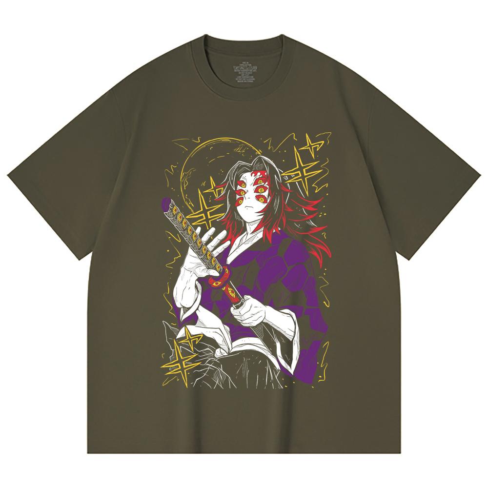 230 Gsm 100% Cotton Demon Slayer V35 Kokushibo Print Unisex Heavy Cotton T Shirt
