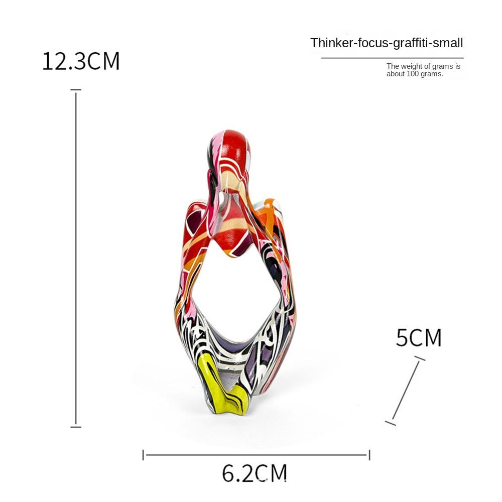 Creative Living Room Decor Resin Sculpture Figure Art Graffiti Think Statue Home Decoration Desk Painted Ornament Craft Gift