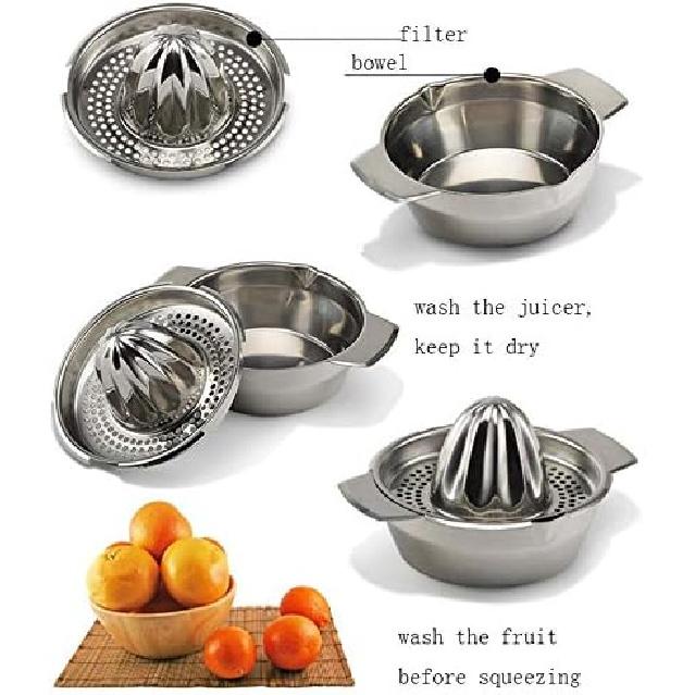 Stainless Steel Lemon Squeezer,Juicer with Bowl Container for Oranges Lemons Fruit Home Made Juice in Kitchen