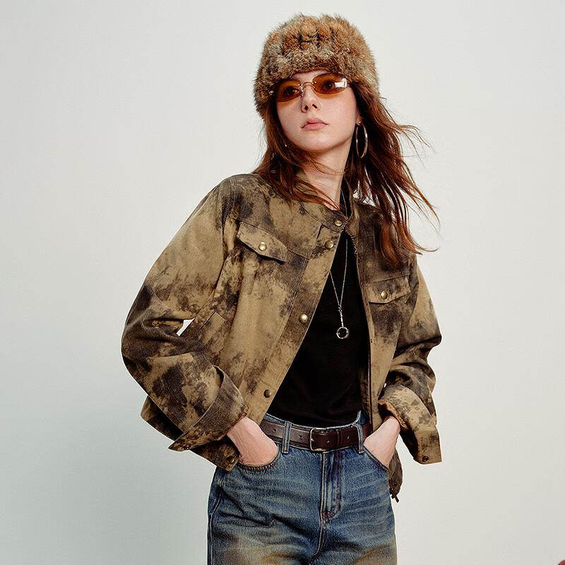 Damen Retro Batik Cordjacke