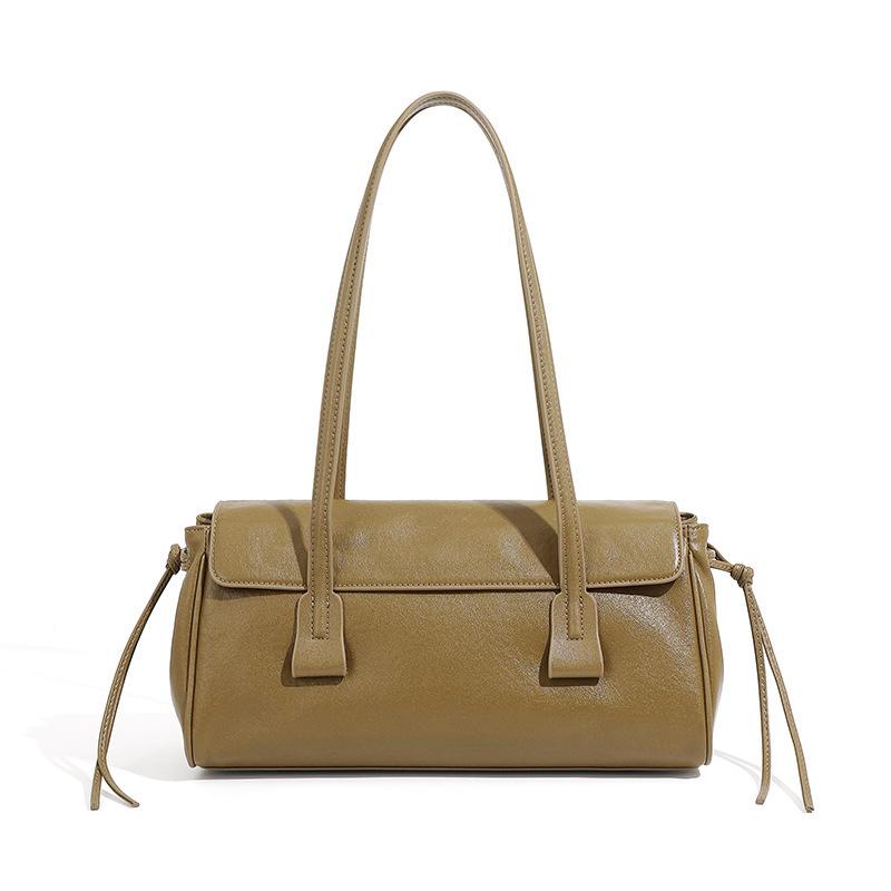 New Autumn and Winter Vegetable-tanned Cowhide Underarm Bag, High-end Pillow Handbag for Women, Popular Versatile Shoulder Baguette Bag