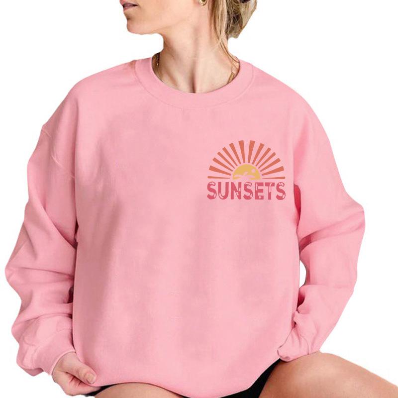 Women's Autumn/Winter Plus Velvet Letter-Print Round Neck Sweater