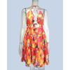 Summer Hollow Strap V-neck Temperament Hanging Neck Printed Halter Dress for Women