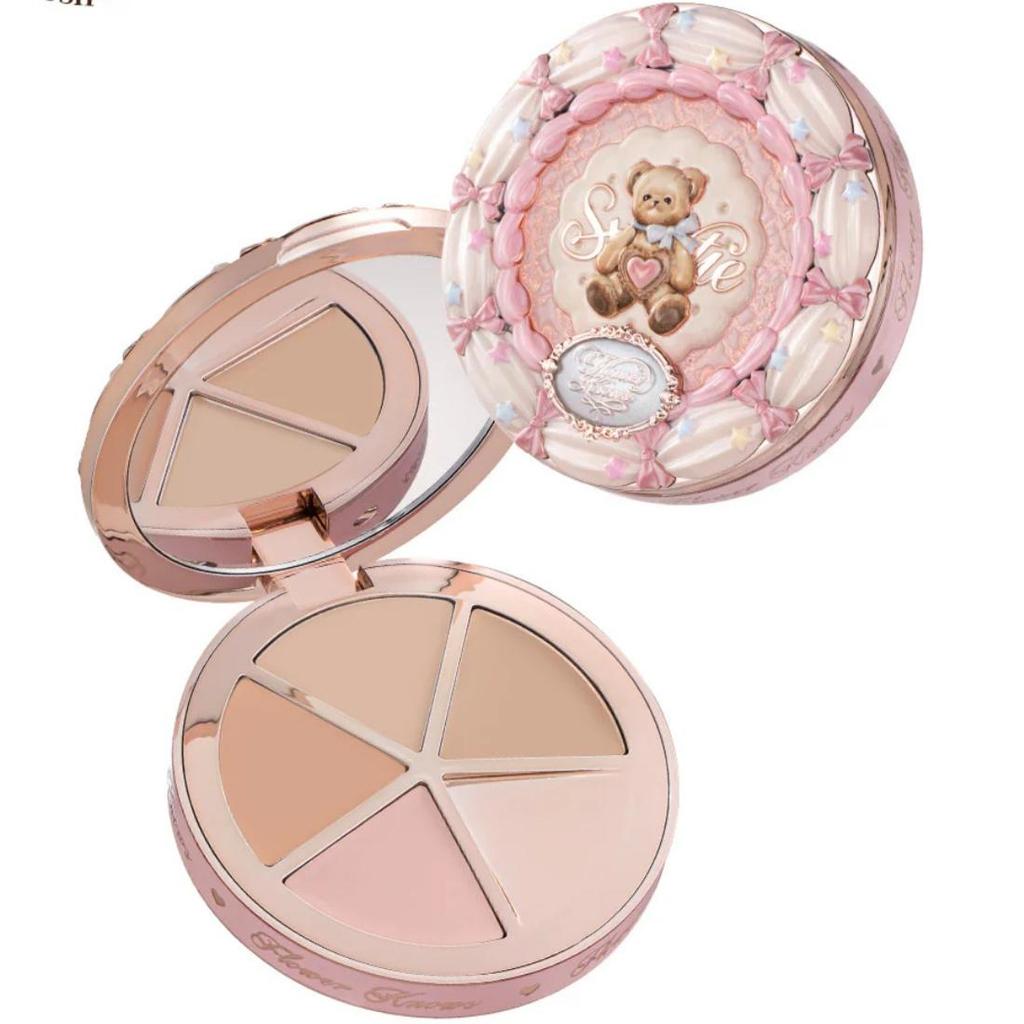 FLOWER KNOWS THE SWEETIE BEAR 4-Color Concealer Brighten Palette Covering Dark Circles Full Coverage Contouring Foundation