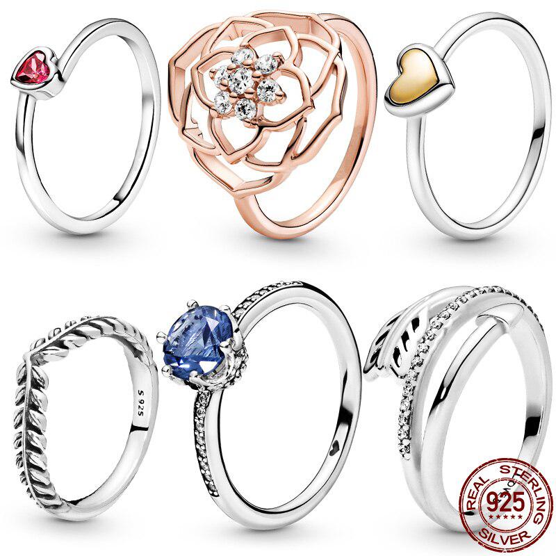 New 100 %925 Sterling Silver Rings Wholesale Popular Flower Lucky Rings For Women Jewelry Making