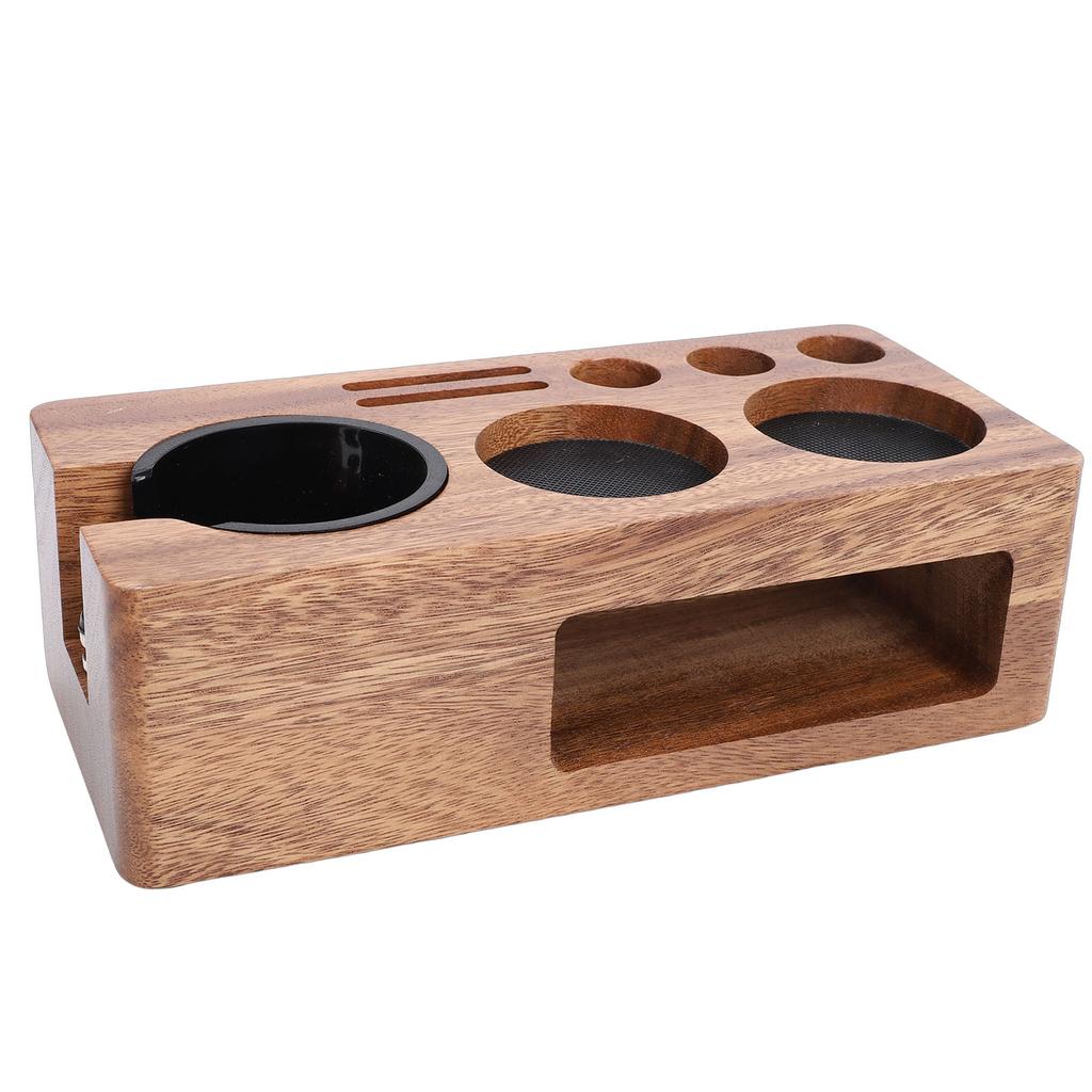 Coffee Tamping Station Wooden Anti Slip Coffee Portafilter Holder Tamper Stand for 51 to 58mm Portafilter Home Kitchen