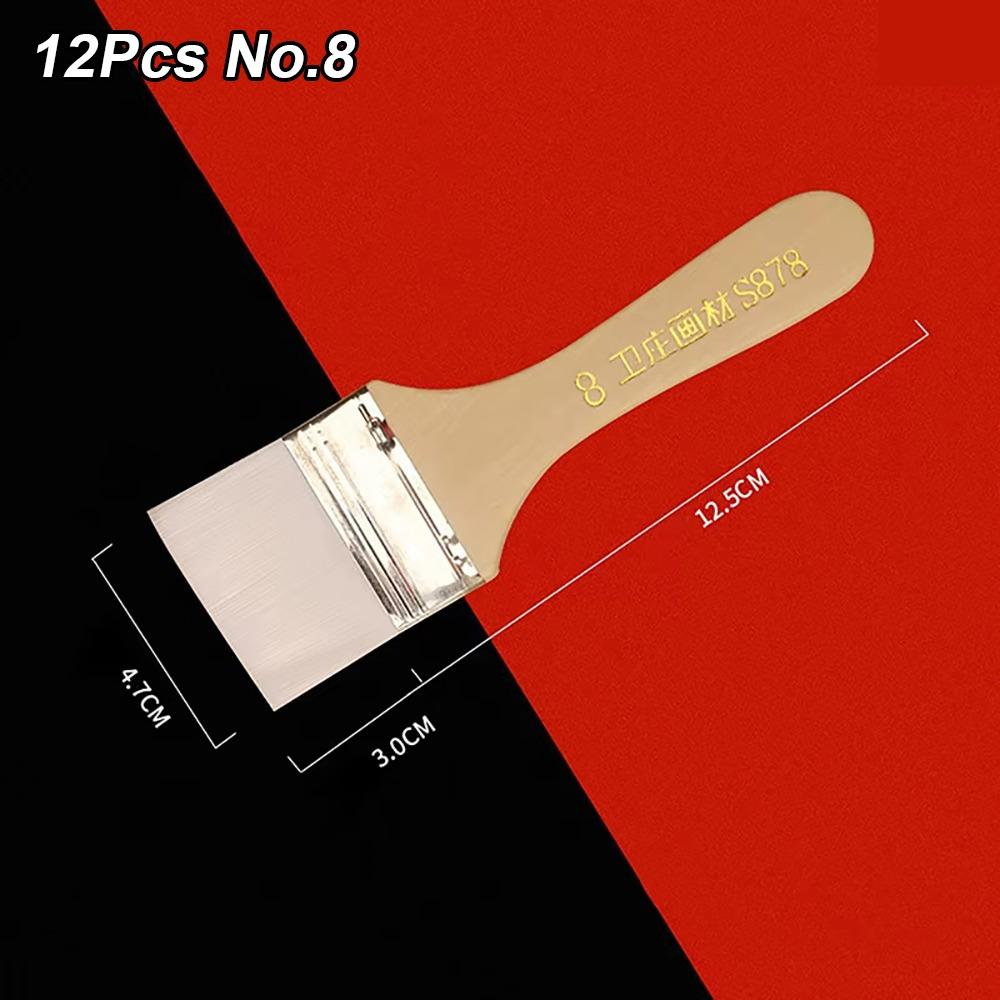 12Pcs/Set White Art Paint Brush Set Barbecue Brush  for Acrylic Oil Paint Varnishes Watercolor