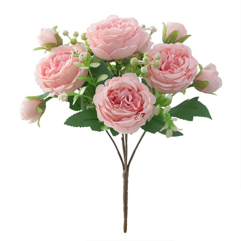 

Simulated 5-head Spring-colored Peony Bouquet, Rose Simulation Peony Flower Home Wedding Rose Bouquet Decoration розовый