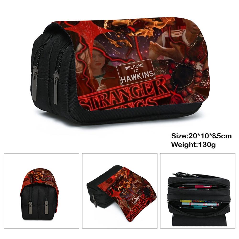 Stranger Things 5 Pencil Case, Large Capacity Multi-Layer Storage, Wear-Resistant Oxford Cloth Student Stationery Bag