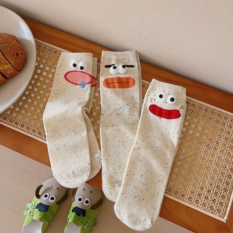 Funny Expression Women's Socks Spring Summer School Students Wearing Cute Cartoon Big Eyes Men Socks Friends Birthday Gifts