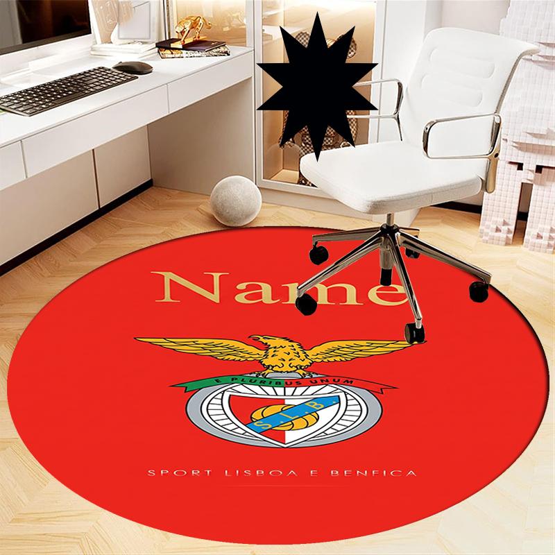 Custom Name Benfica Printed Round Rug Carpet Chair Rug Area Rug Entryway Doormats,for Office Chair Living Room Bedroom Kitchen Room.