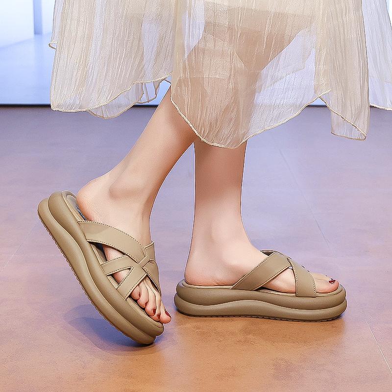 Summer Elegant and Sexy Height Increasing Casual Thick Soled Slippers Able   Comfortable Women's Shoes